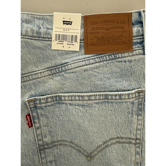 Levi's Premium 70s High Slim Straight Jeans Size 32x31 Light Wash Big E New - Picture 3 of 7